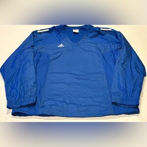 Adidas Jacket Mens Size Large Blue Pullover Windbreaker Long Sleeve